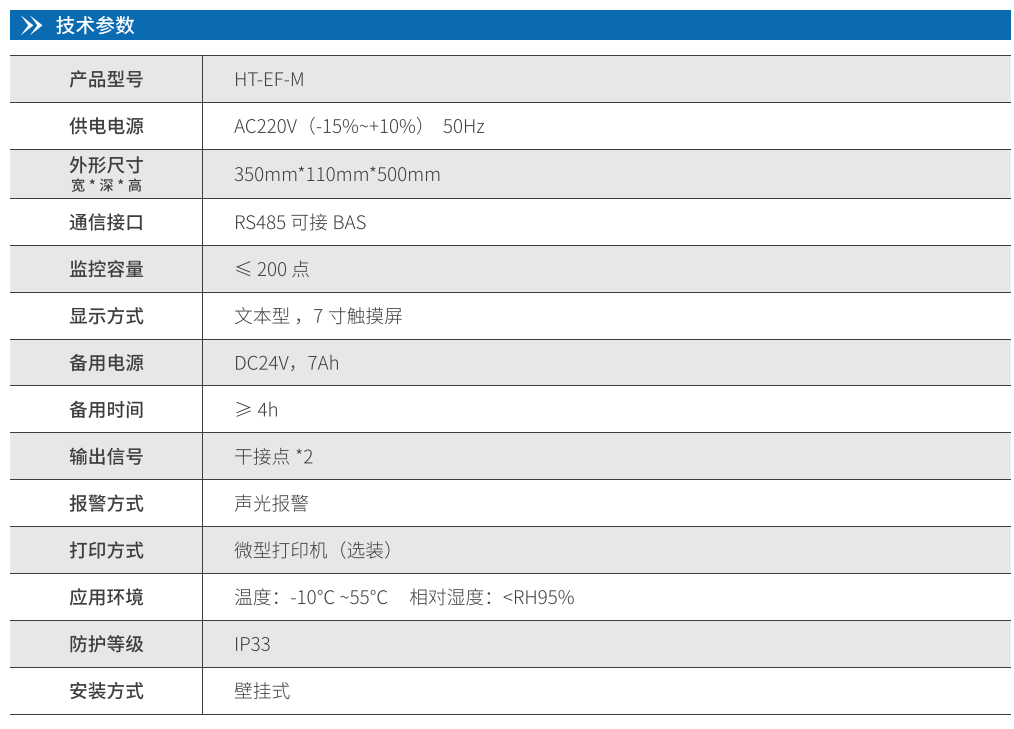華天電氣火災監控設備技術參數